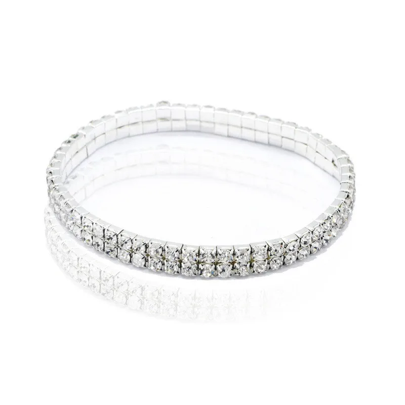 2024 New Fashion Silver Color Stretchy 1/2/3/4/5 Rows Bracelet Anklet Ankle chain Rhinestones Foot Jewelry Crystal Bracelet – Bild 8