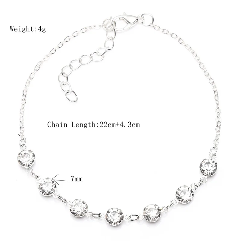 2024 New Fashion Silver Color Stretchy 1/2/3/4/5 Rows Bracelet Anklet Ankle chain Rhinestones Foot Jewelry Crystal Bracelet – Bild 14