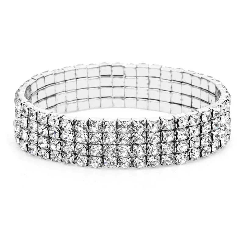 2024 New Fashion Silver Color Stretchy 1/2/3/4/5 Rows Bracelet Anklet Ankle chain Rhinestones Foot Jewelry Crystal Bracelet – Bild 4