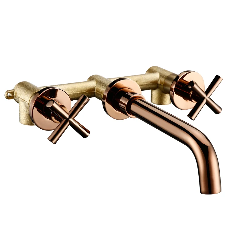 Taps Top Fashion New Arrival Wall Sink Basin Mixer Tap Set Bathroom Spout Faucet With Double Lever In Matt Black/Polished Gold – Bild 10
