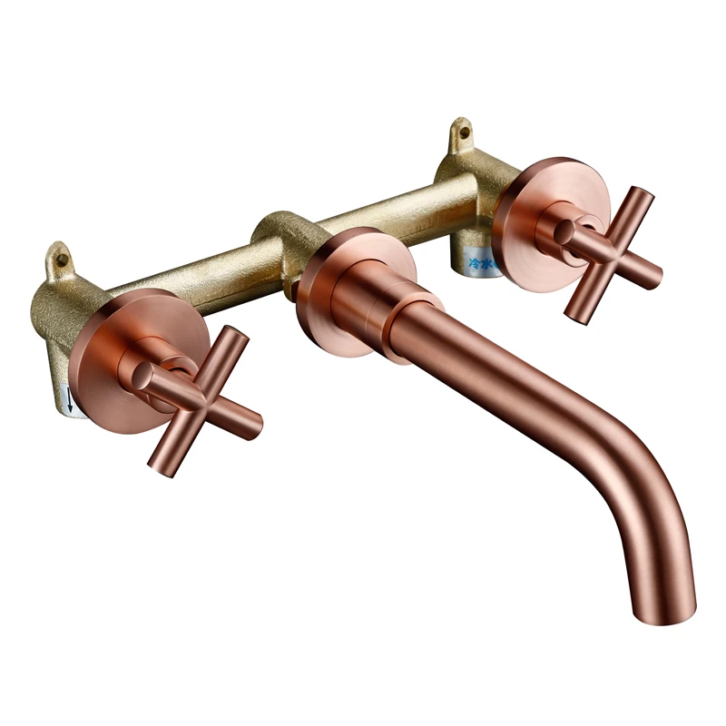 Taps Top Fashion New Arrival Wall Sink Basin Mixer Tap Set Bathroom Spout Faucet With Double Lever In Matt Black/Polished Gold – Bild 11
