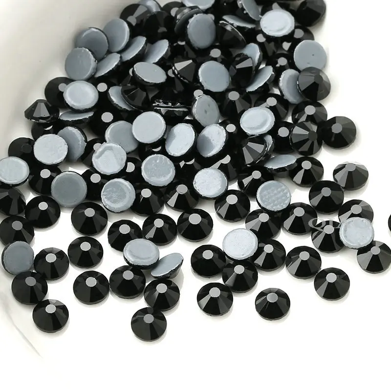 Top Quality Black Hot-fix Rhinestones SS16 SS20 SS30 288/1440pcs Crystal glass Iron On Rhinestone for clothes wedding decoration – Bild 4