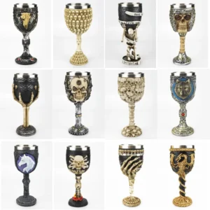 Gothic Wine Goblet Contain Dragon Claw Viking Skeleton Retro Stainless Steel&Resin Wine Glass BEST Halloween Gifts Bar Drinkware