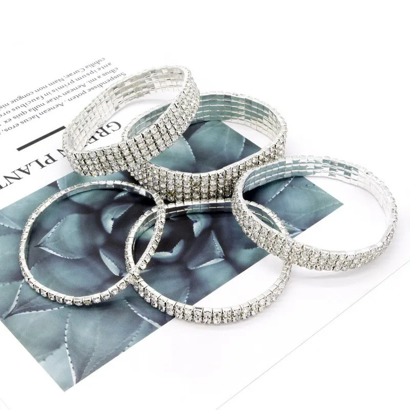 2024 New Fashion Silver Color Stretchy 1/2/3/4/5 Rows Bracelet Anklet Ankle chain Rhinestones Foot Jewelry Crystal Bracelet – Bild 2