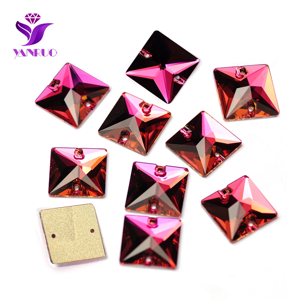 YANRUO 3240 Square 10-22mm Shape Sew On Stones Glass Sewing Rhinestones AAAAA Crystal Sew Crystal For Jewelry Dress Clothes – Bild 14