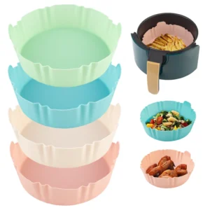 17cm Reusable Airfryer Pan Liner Accessories Silicone Air Fryers Oven Baking Tray Pizza Fried Chicken Airfryer Silicone Basket