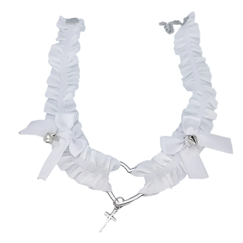 Gothic Lace Garter Belt Heart Bowknot Cross Lolita Leg Garters Black White Elastic Choker Women Leg Ring Strap Cosplay Tools – Bild 6