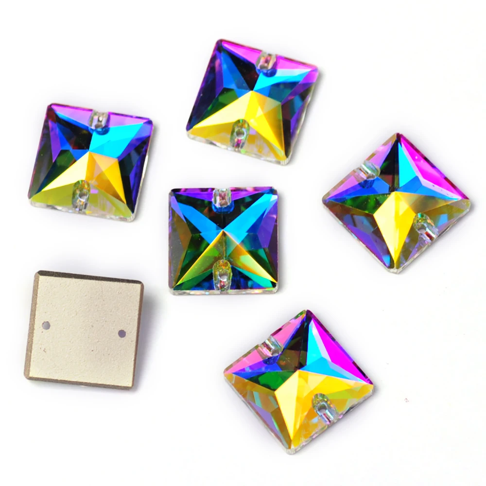 YANRUO 3240 Square 10-22mm Shape Sew On Stones Glass Sewing Rhinestones AAAAA Crystal Sew Crystal For Jewelry Dress Clothes – Bild 2