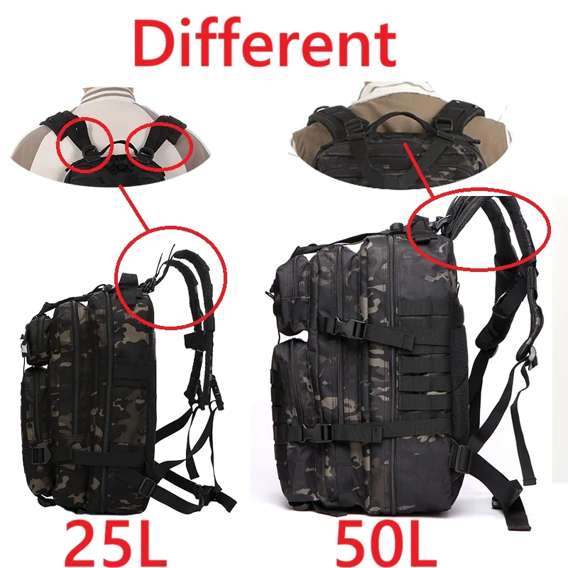 25L/50L 1000D Nylon Waterproof Trekking Fishing Hunting Bag Backpack Outdoor Rucksacks Tactical Sports Camping Hiking – Bild 26