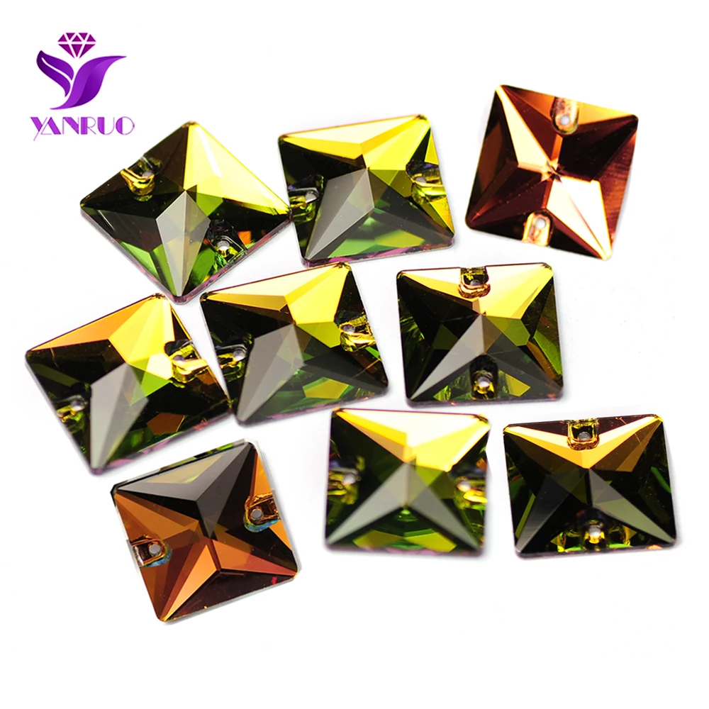 YANRUO 3240 Square 10-22mm Shape Sew On Stones Glass Sewing Rhinestones AAAAA Crystal Sew Crystal For Jewelry Dress Clothes – Bild 9