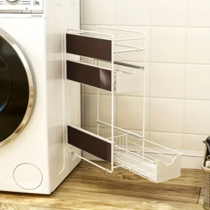 Magnetic Side Rack for Laundry, 1pc - Metal Pull-Out Storage Organizer for Washing Machine