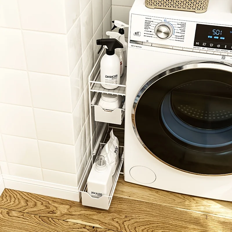 Magnetic Side Rack for Laundry, 1pc - Metal Pull-Out Storage Organizer for Washing Machine – Bild 2
