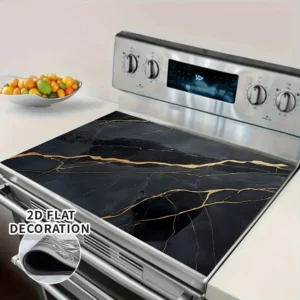 Marble Pattern Stove Top Cover 2D Flat Heat Resistant Mat for Electric Cooktop Kitchen Decor Protector Pad Non Slip