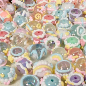 5Pcs/Lot Mix Styles Acrylic Cartoon Hand Painted Kawaii Round Spacer Beads Jewelry Making DIY Mobile Phone Chain Materials Bulk