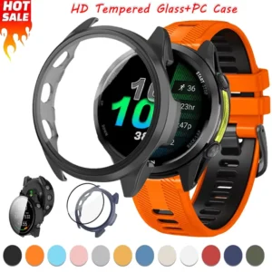 HD Tempered Glass+PC Case For Garmin Forerunner 970 570 965 165 All-around Screen Anti-fall Protective Shell Vivoactive 5 Cover
