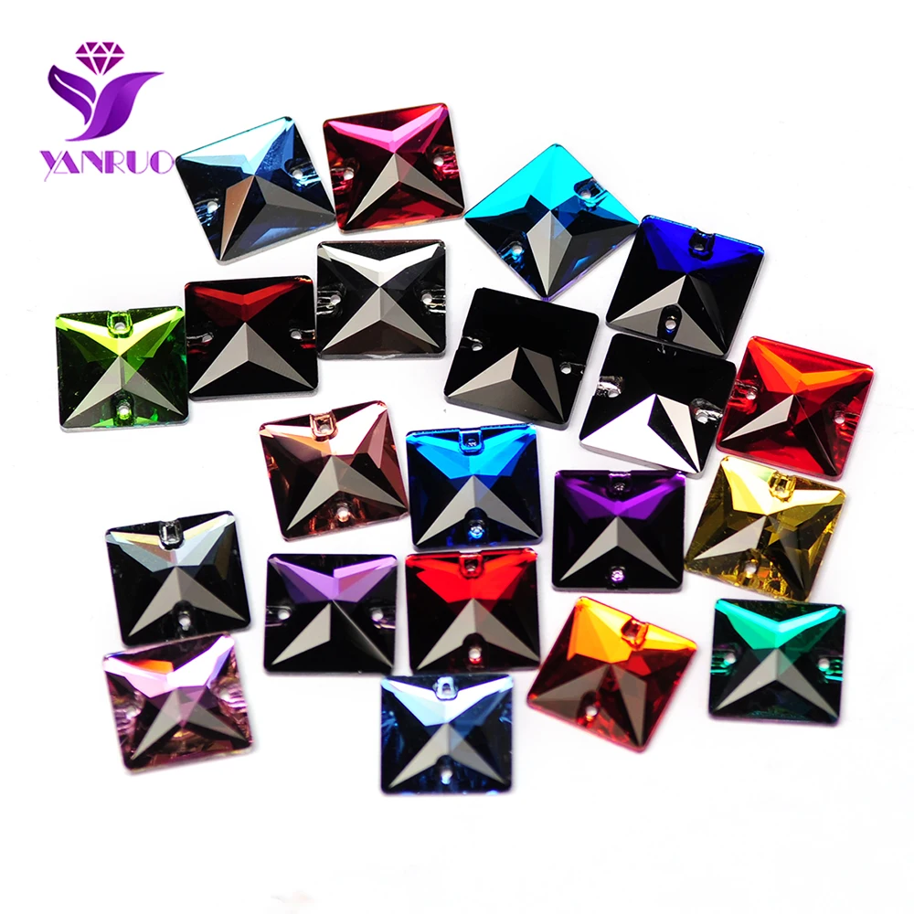 YANRUO 3240 Square 10-22mm Shape Sew On Stones Glass Sewing Rhinestones AAAAA Crystal Sew Crystal For Jewelry Dress Clothes – Bild 6