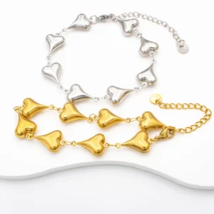 New 316L Stainless Steel Multiple Hearts  Brracelet for Women Clavicle Chain Vintage Personality Jewelry Set Gifts