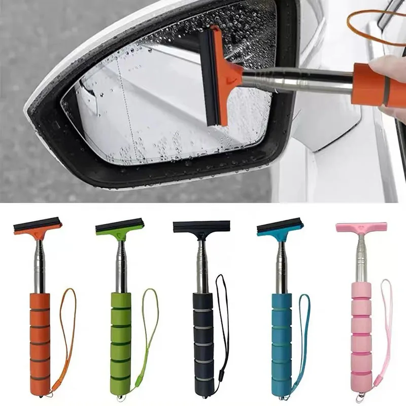 Car Rearview Mirror Wiper Cleaning Tool Auto Glass Mist Cleaner Scraper Car Accessories Handle Telescopic Window Cleaning Brush – Bild 14