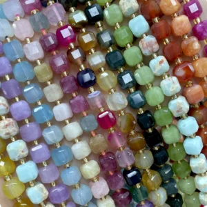 Natural Stone Square Faceted Morganite Quartz Chalcedony Turquoises Cube Spacer Beads For Jewelry Making Diy Bracelet Necklace