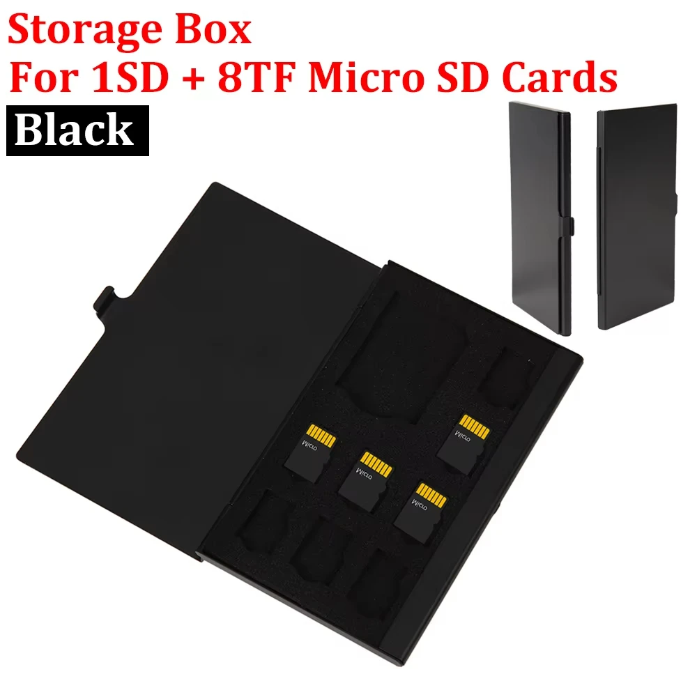 9 in 1 Portable Memory Card Case 1SD+ 8TF Micro SD Card Storage Case Holder Memory Card Holder Monolayer Aluminum Protector Box – Bild 6
