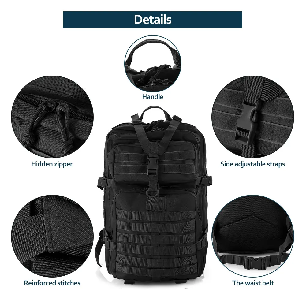 25L/50L 1000D Nylon Waterproof Trekking Fishing Hunting Bag Backpack Outdoor Rucksacks Tactical Sports Camping Hiking – Bild 7