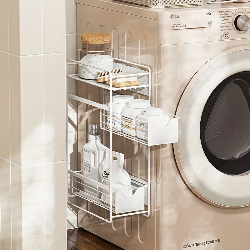 Magnetic Side Rack for Laundry, 1pc - Metal Pull-Out Storage Organizer for Washing Machine – Bild 3