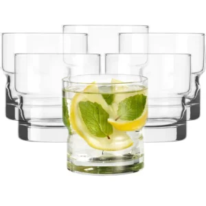 Round Transparent Glass Cup, Stackable Double-layer Old-fashioned Water Cup, Suitable for Coffee, Milkshake and Wine