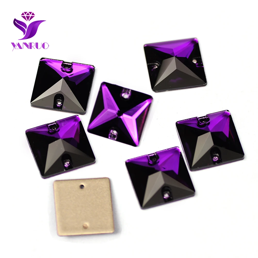 YANRUO 3240 Square 10-22mm Shape Sew On Stones Glass Sewing Rhinestones AAAAA Crystal Sew Crystal For Jewelry Dress Clothes – Bild 29