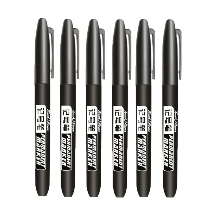 6 PCS Permanent Marker Pen Manga Drawing Markers Black Blue Red Waterproof Ink Sketch Pens Stationery Art School Supplies