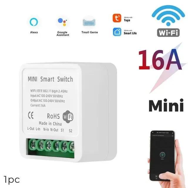 Tuya Mini 16A WiFi Switch Smart Life App 2 Way Control Smart Home Automation Module Interruptor Work for Alexa Google Home – Bild 7