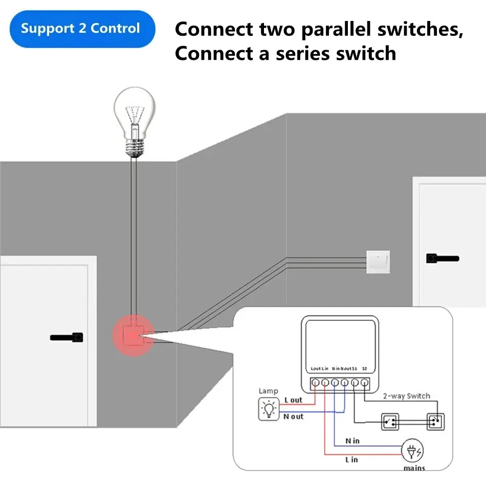 Tuya Mini 16A WiFi Switch Smart Life App 2 Way Control Smart Home Automation Module Interruptor Work for Alexa Google Home – Bild 2